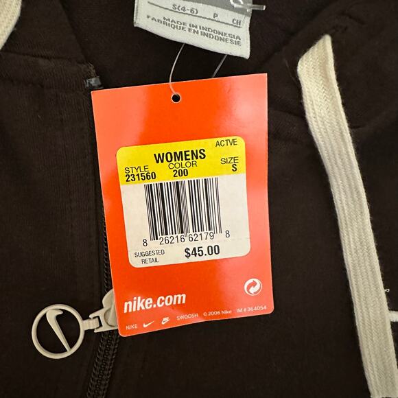 Nike Short Sleeve‎ Sweater Brown Full Zip Y2k Size Small Brand New - Picture 4 of 13